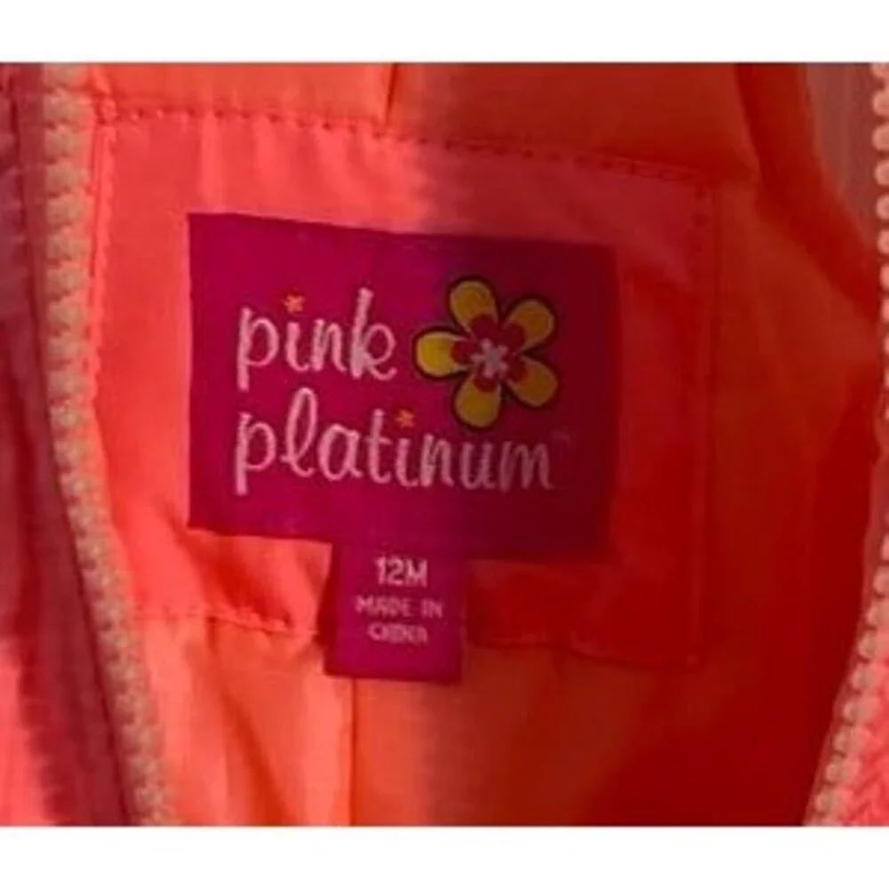 Pink Platinum Adjustable Strap Snow Bibs Size 12M New Without Tags